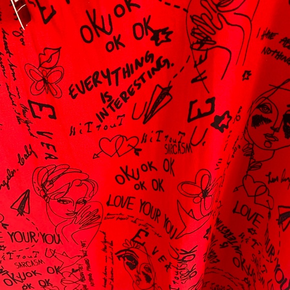 Torrid Verbiage Print Bow One Shoulder Blouse New - Picture 2 of 12